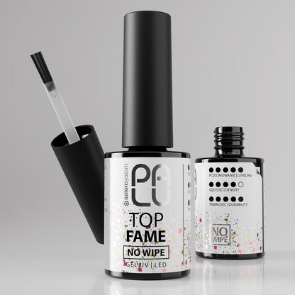 PALU – Top Coat Shine FAME Glitters Dourados e Rosa Dourados Sem Goma (No Wipe) 11ml