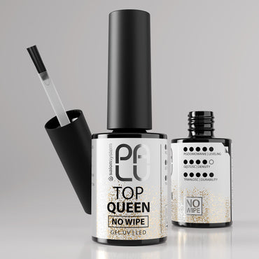 PALU – Top Coat Shine QUEEN Com Glitter Dourado Sem Goma (No Wipe) 11ml