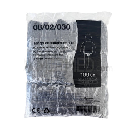 PLASTICAPS – Tanga TNT Preta Descartável Homem 100un