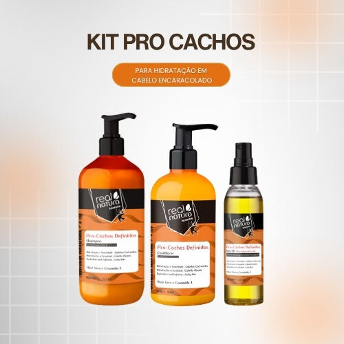 REAL NATURA - Kit Pro-Cachos Definidos - Shampoo + Condicionador + Óleo
