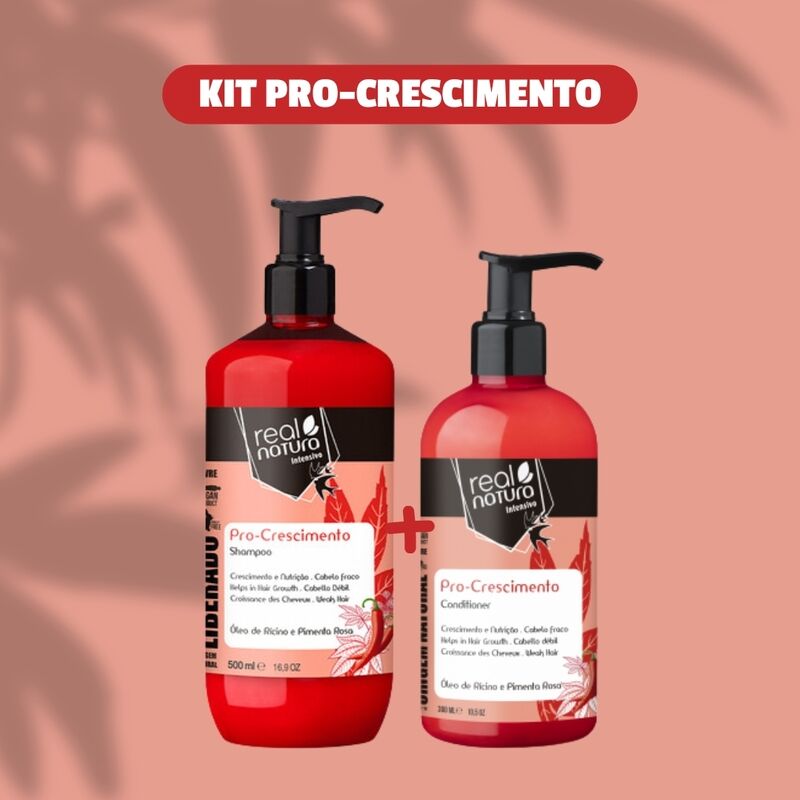 REAL NATURA - Kit Pro-Crescimento - Shampoo 500ml + Condicionador 300ml